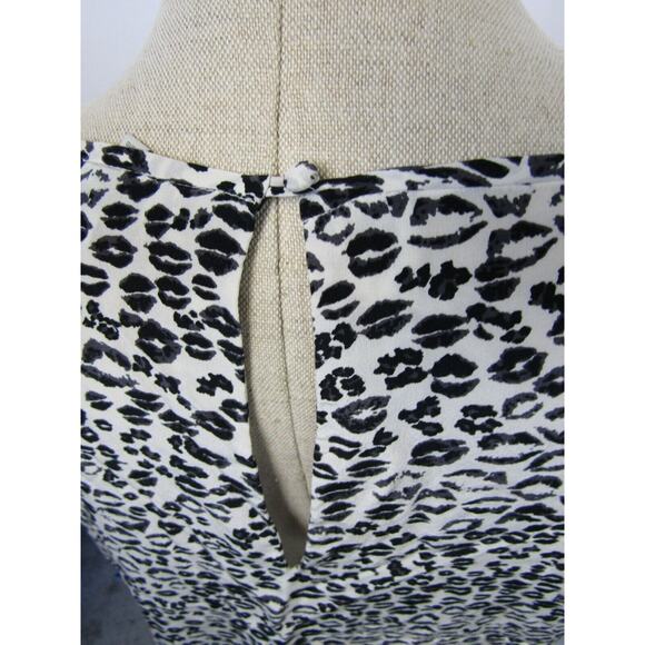 Joie Women's Silk Leopard Print Square Neck Short Sleeve Top White Black Size Lj - Picture 5 of 11